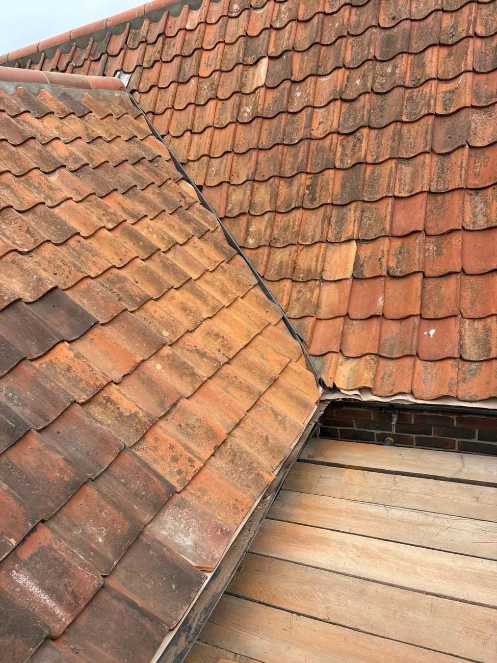 Clay pantile valley detail on a seafront property in Sheringham, Norfolk